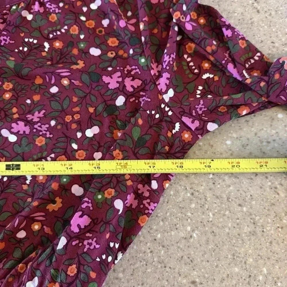 Talbots Women Midi Dress Med Petite V Neck Belted Tie Waist Long Sleeve Flower - Picture 5 of 10
